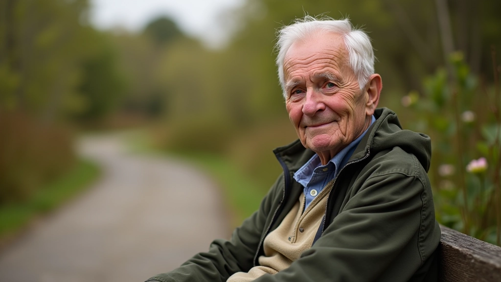 Older adult visitor resting on wooden bench beside the Clara Bog boardwalk trail